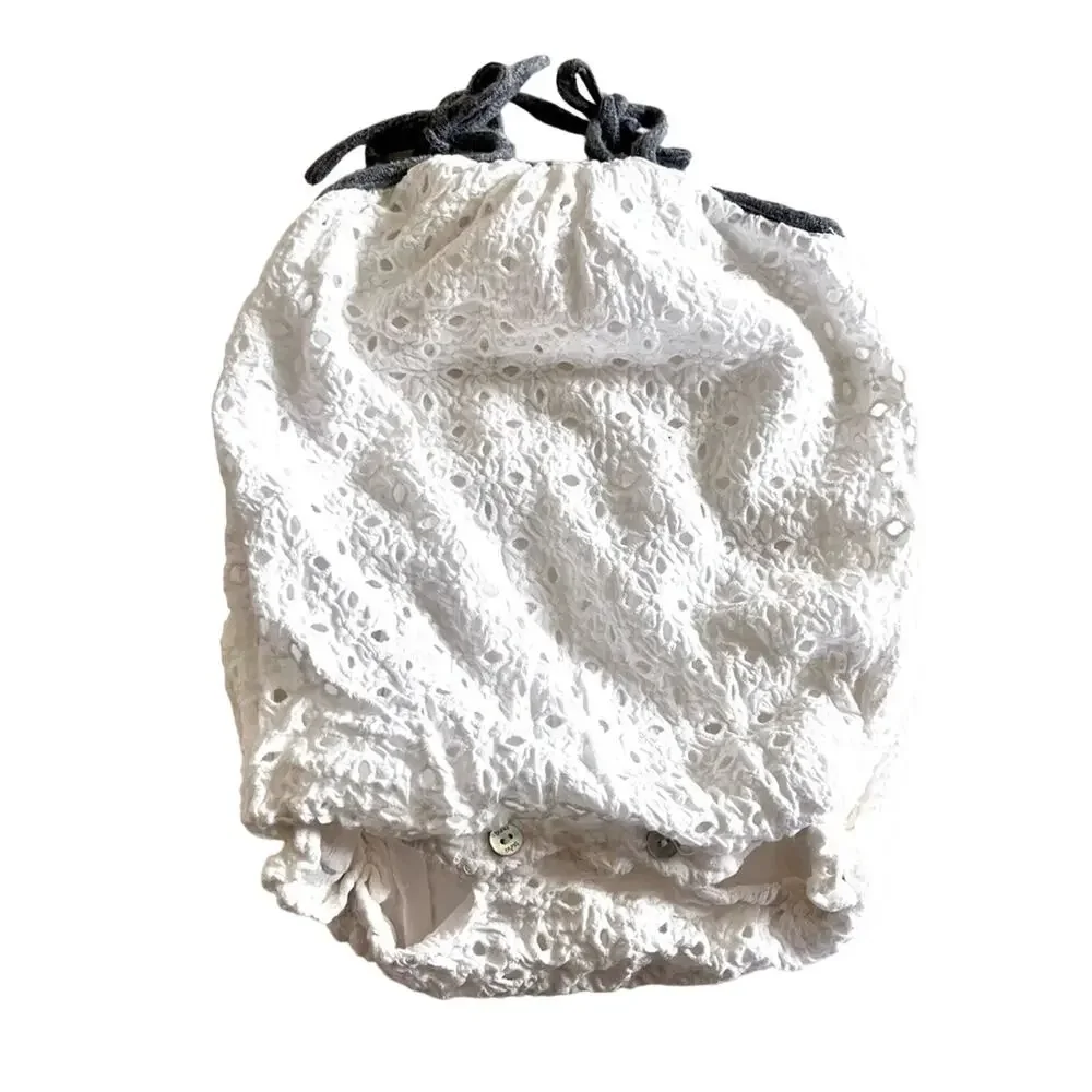 BUHO girls designer white eyelet bubble romper size 6 months